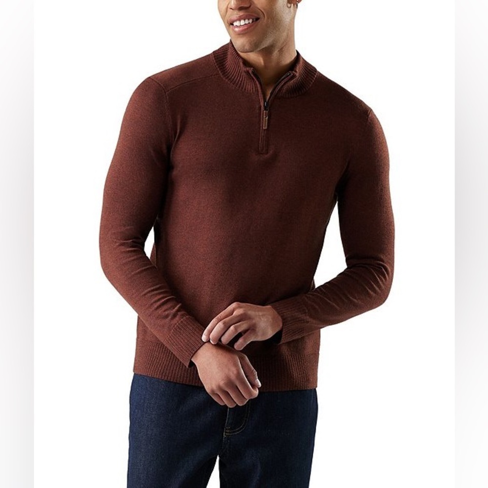 Smartwool Burgundy Maroon Sparwood 1/2-Zip Merino Wool Blend Sweater